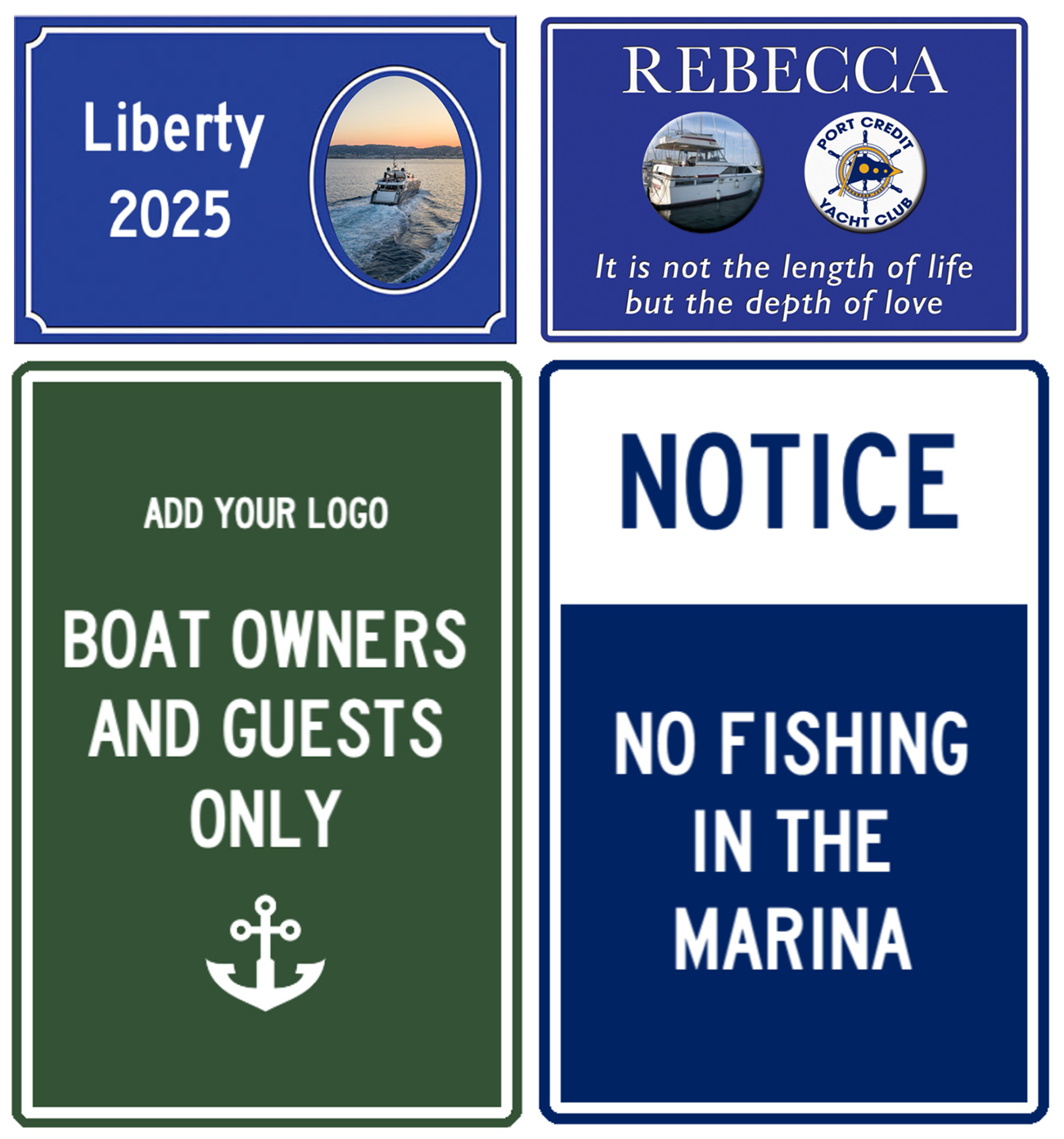 collage of Marina plaques